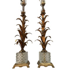 Pair of Gilt Palm Tree Lamps