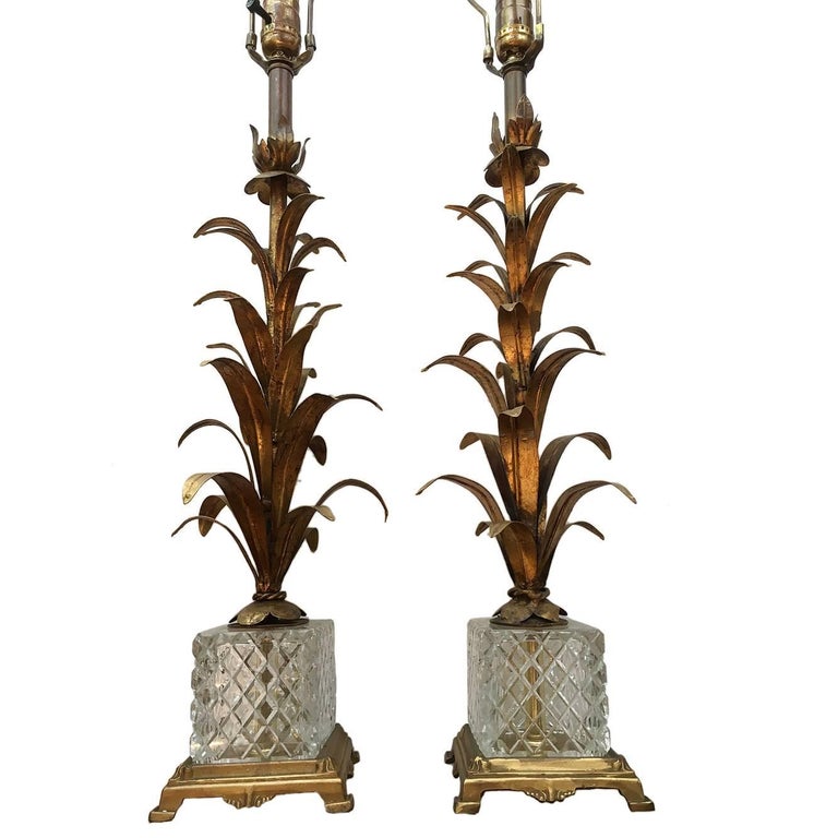Pair of Gilt Palm Tree Lamps For Sale at 1stDibs
