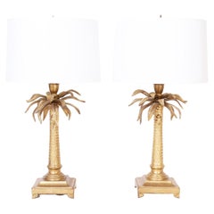 Pair of Gilt Palm Tree Table Lamps