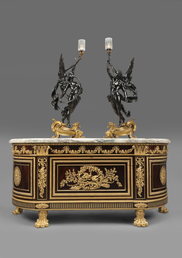 Pair of Gilt & Patinated Bronze Figural Torcheres by Bouchon, Paris, circa 1900 In Good Condition For Sale In London, GB