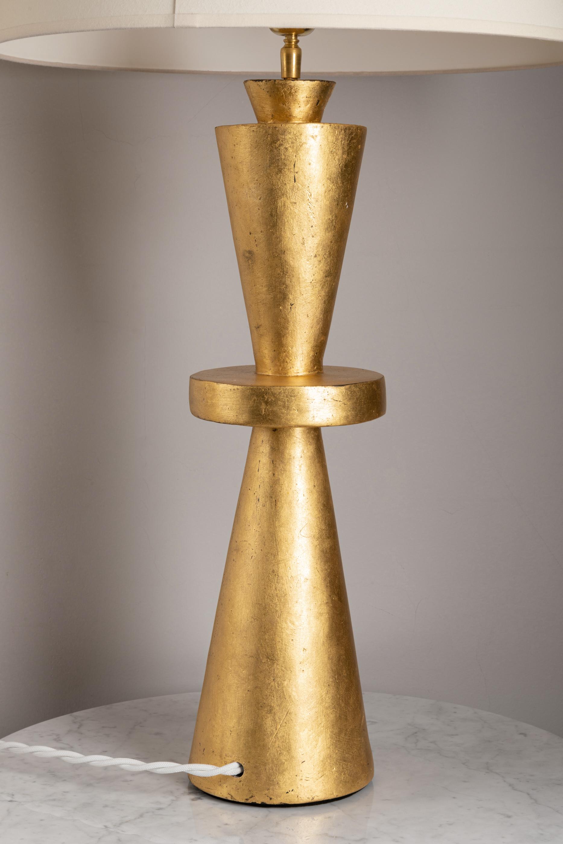 Contemporary Pair of Gilt Plaster Tables Lamps
