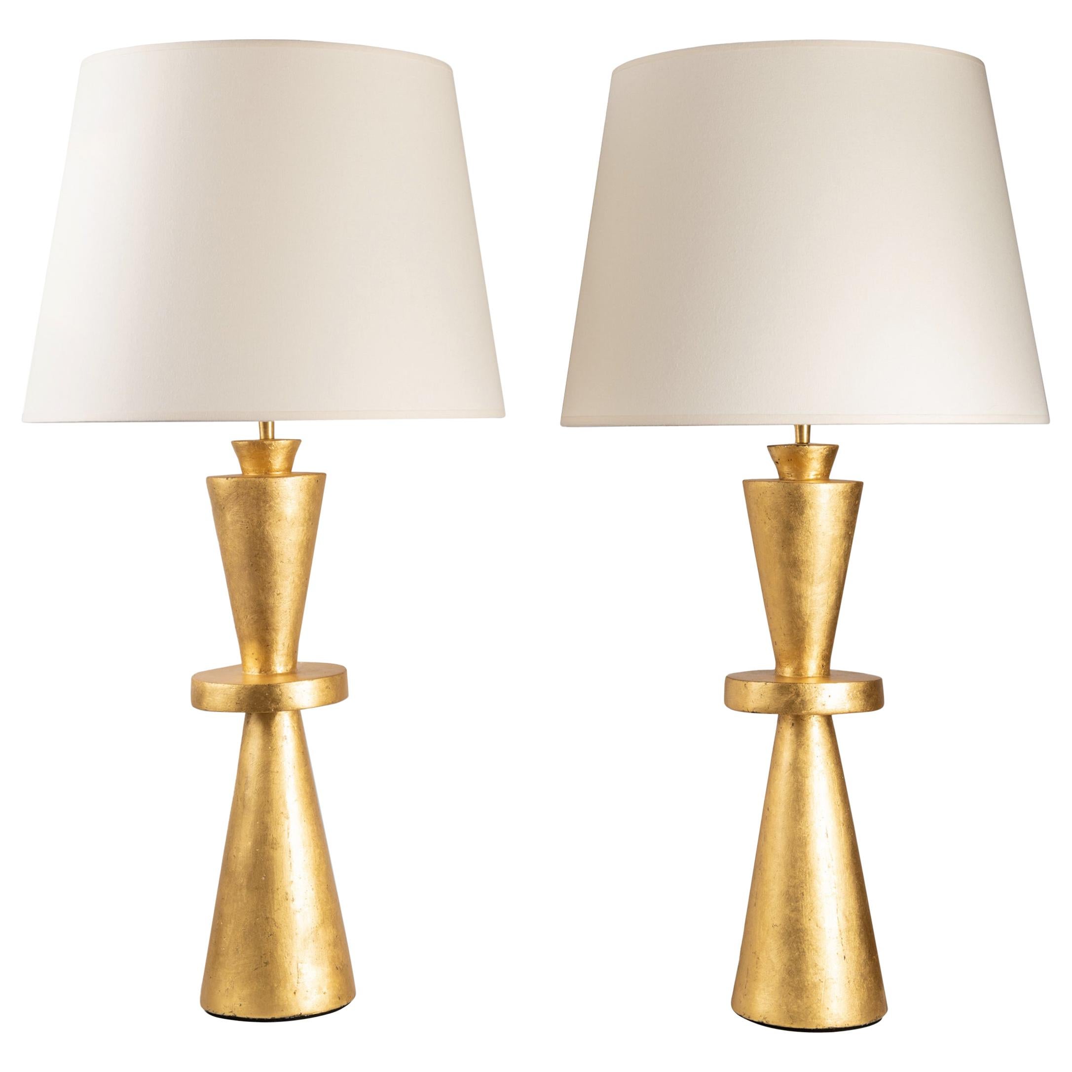 Pair of Gilt Plaster Tables Lamps 