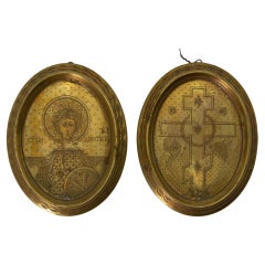 Pair of Gilt Porcelain Plaques, Early 20th Century