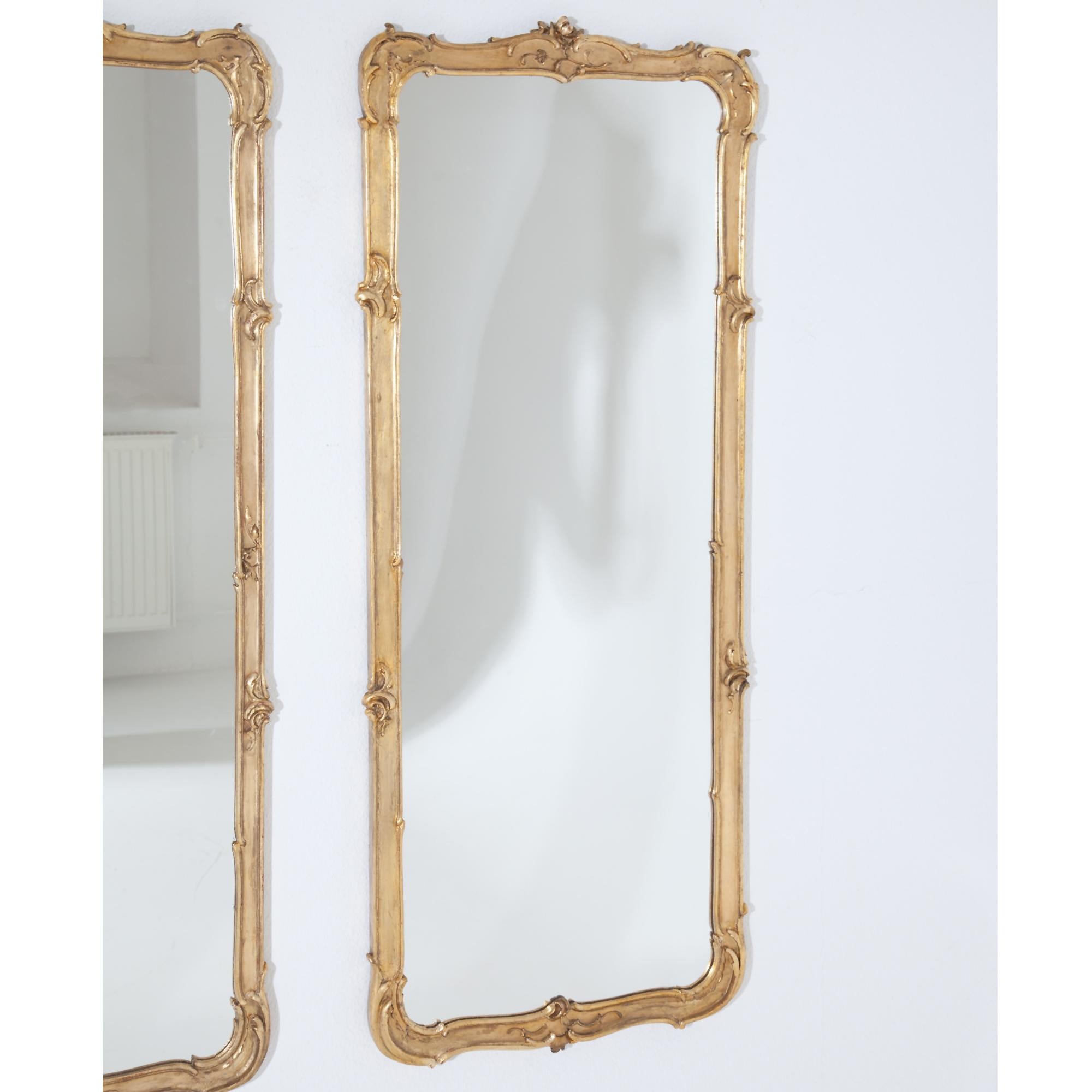 European Pair of Gilt Rococo-Style Wall Mirrors, 19th-20th Century