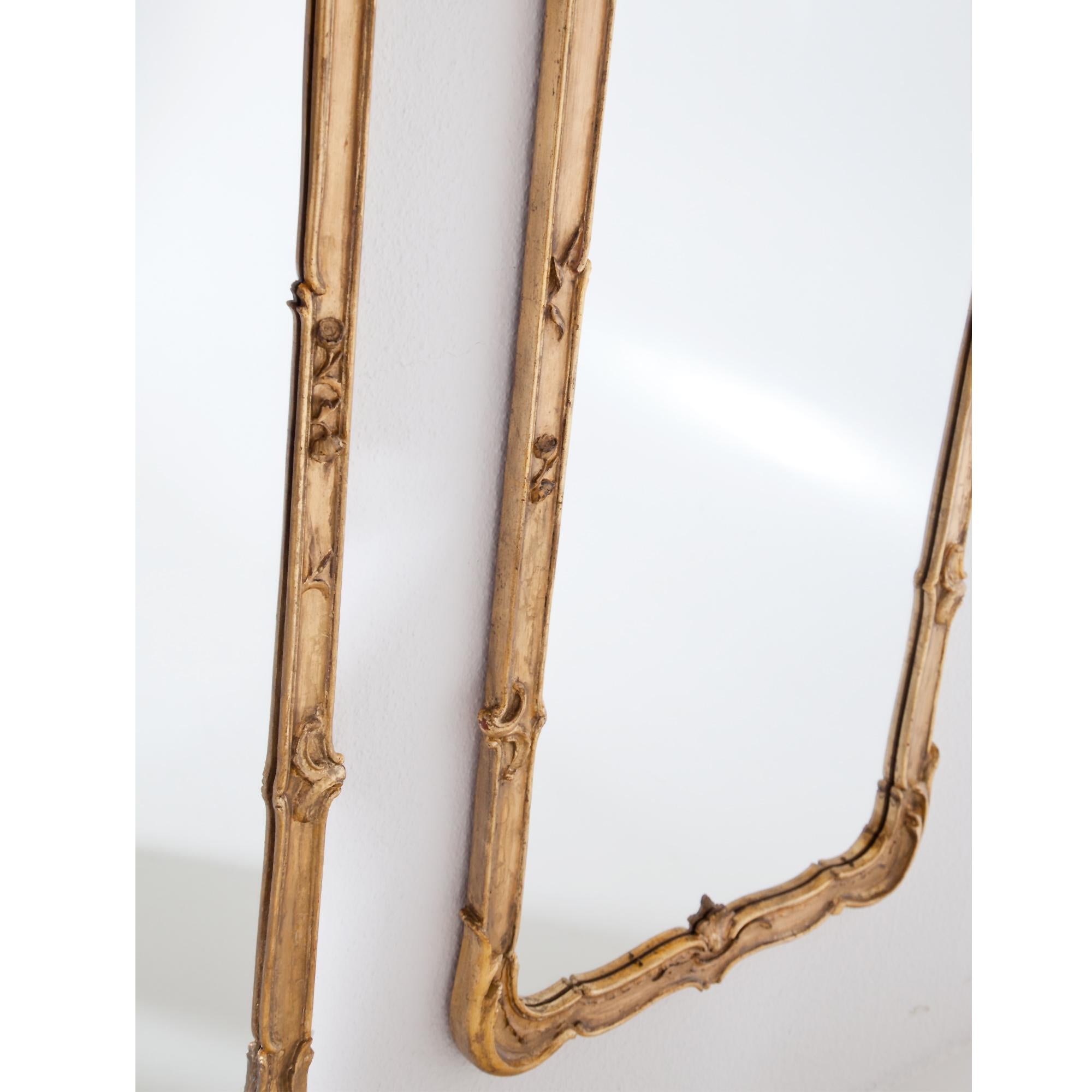 Patinated Pair of Gilt Rococo-Style Wall Mirrors, 19th-20th Century