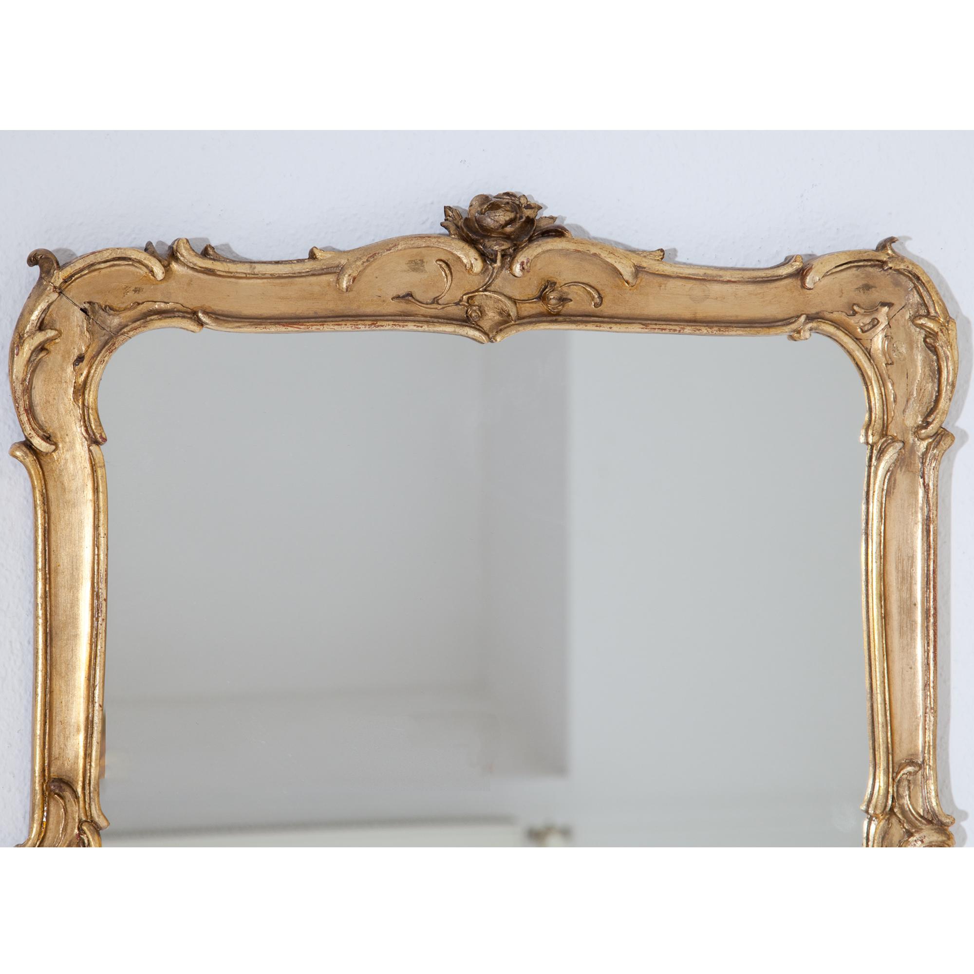 Glass Pair of Gilt Rococo-Style Wall Mirrors, 19th-20th Century