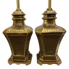 Pair of Gilt Scalloped Lamps