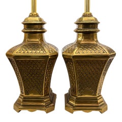 Pair of Gilt Scalloped Lamps