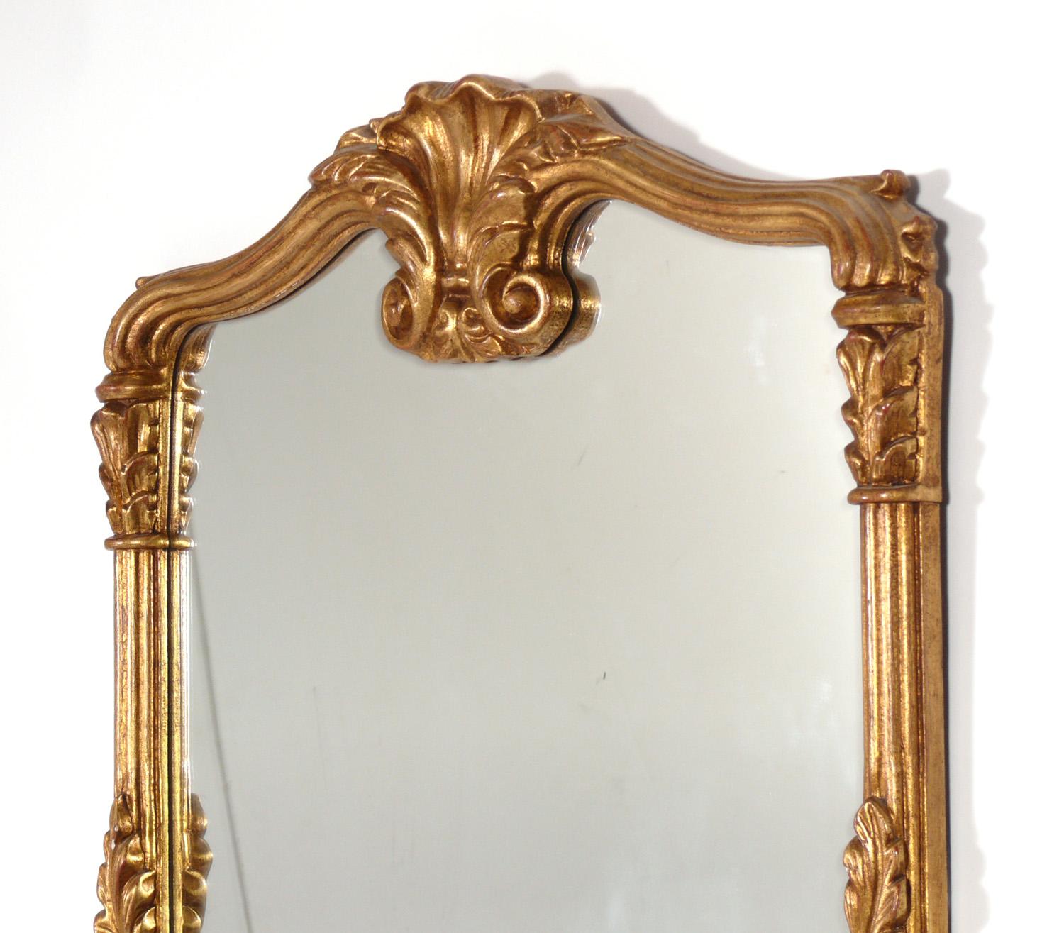 Hollywood Regency Pair of Gilt Shell Top Mirrors from The Carlyle Hotel NYC