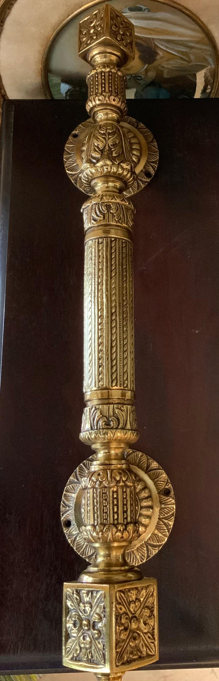 Pair of Gilt Solid Bronze Door Pull Handles For Sale at 1stDibs