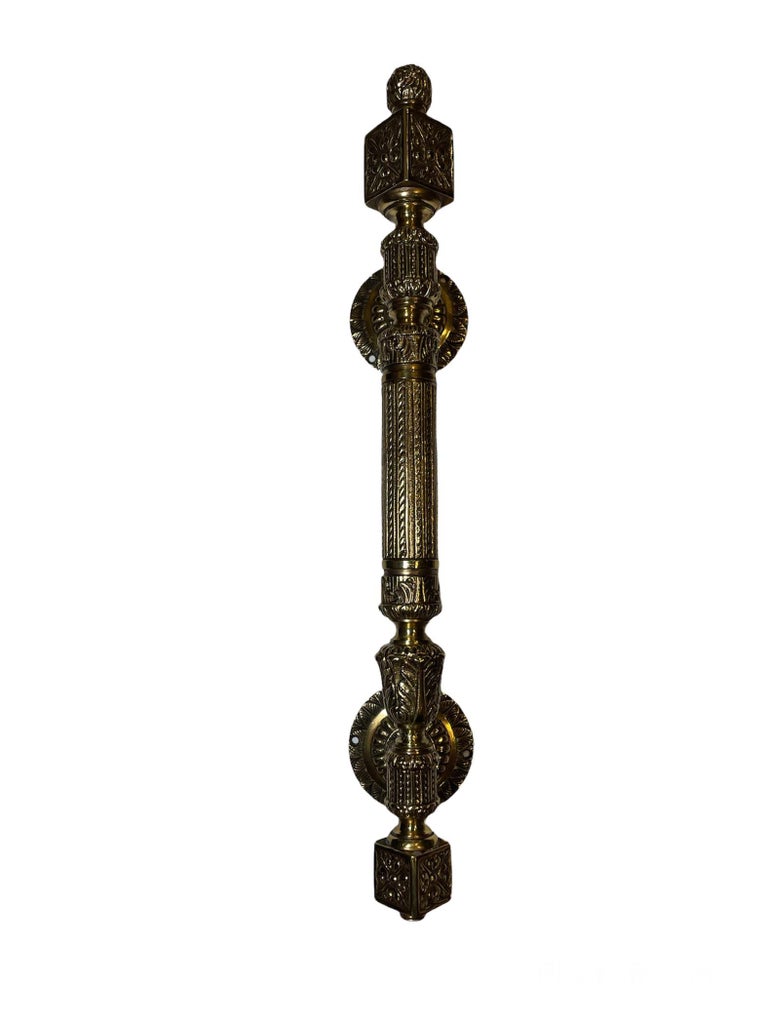 Pair of Gilt Solid Bronze Door Pull Handles For Sale at 1stDibs