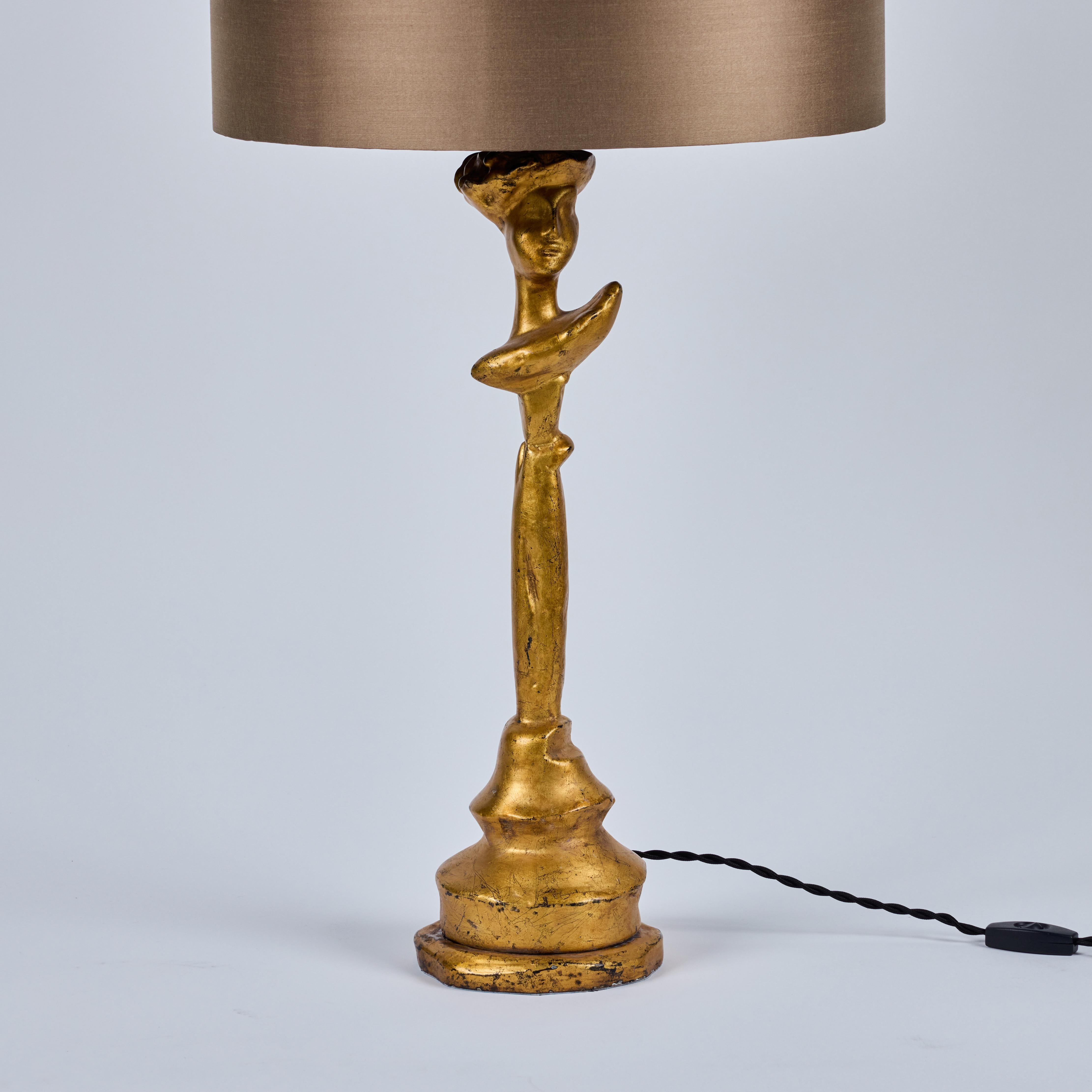 Pair of Gilt Tete-a-Tete Figural Lamps by Sirmos, 1980's For Sale 4
