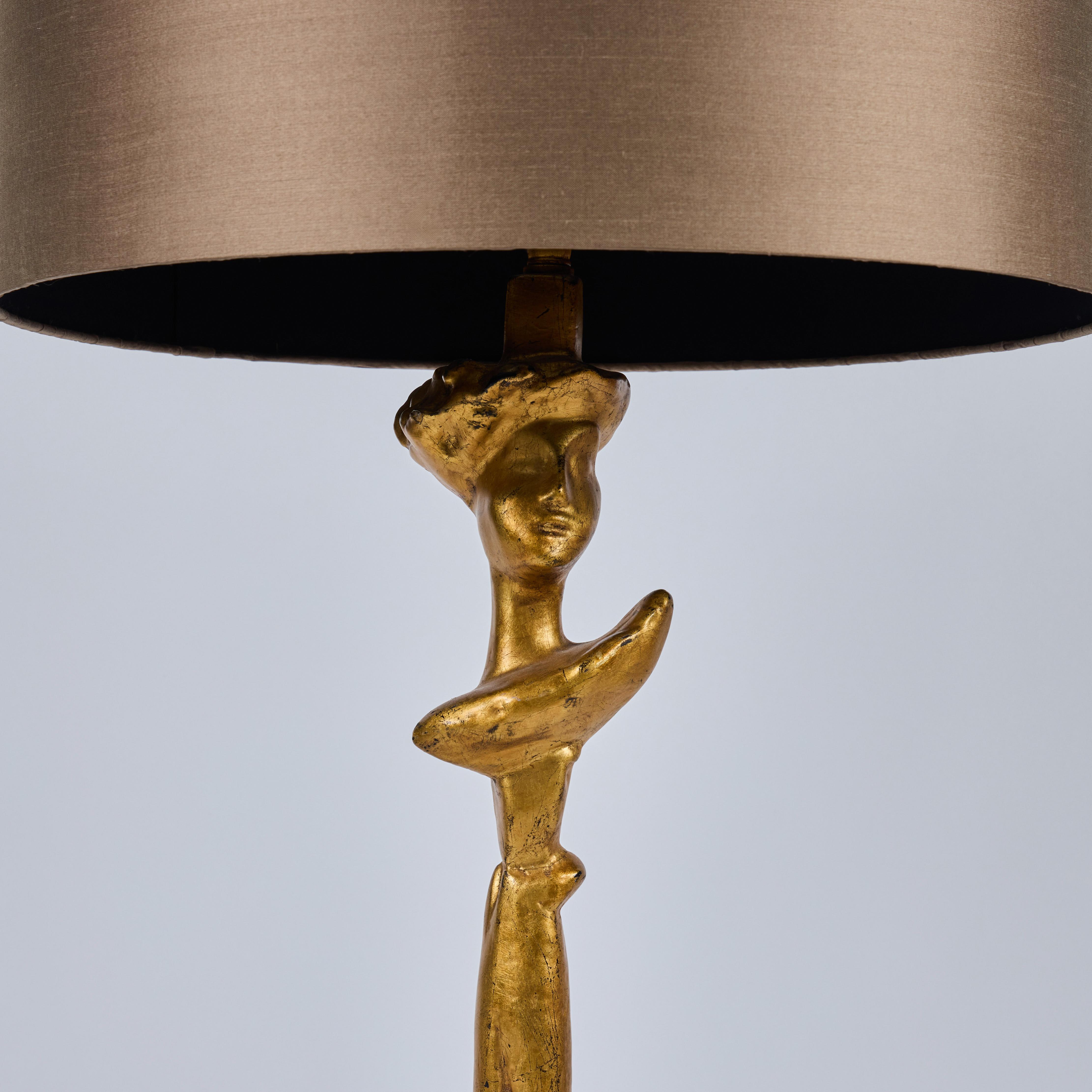 Pair of Gilt Tete-a-Tete Figural Lamps by Sirmos, 1980's For Sale 5