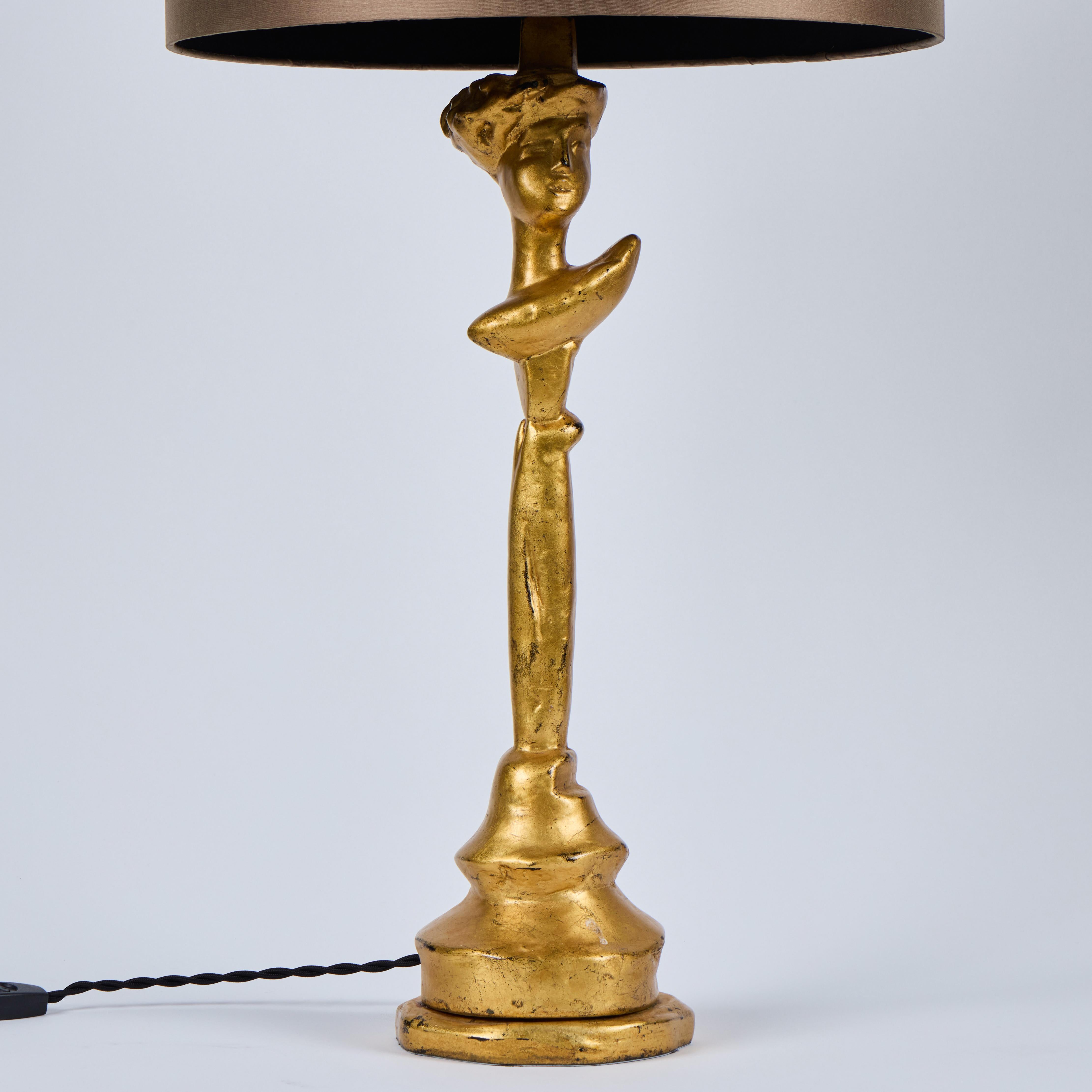 Late 20th Century Pair of Gilt Tete-a-Tete Figural Lamps by Sirmos, 1980's For Sale