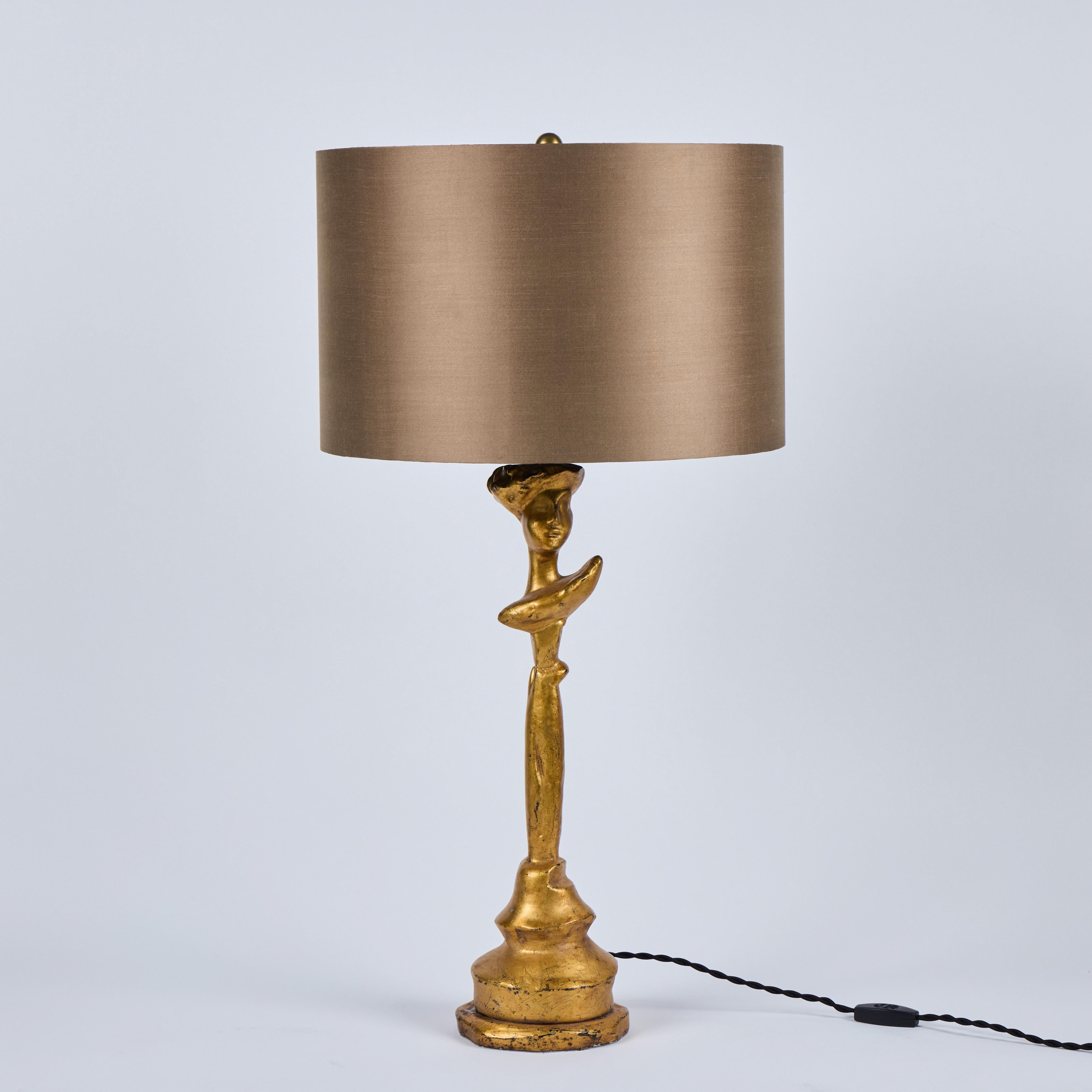 Pair of Gilt Tete-a-Tete Figural Lamps by Sirmos, 1980's For Sale 2