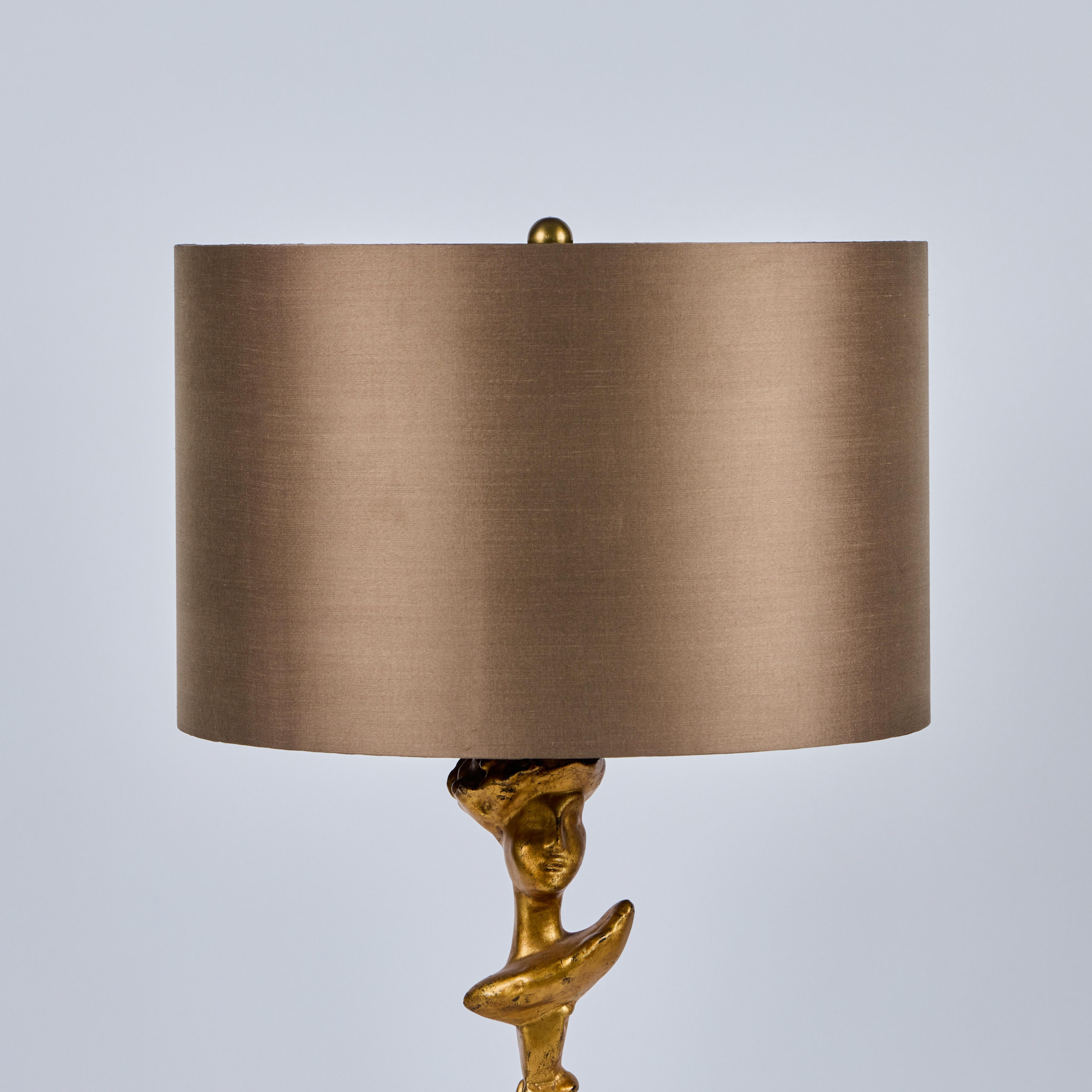Pair of Gilt Tete-a-Tete Figural Lamps by Sirmos, 1980's For Sale 3