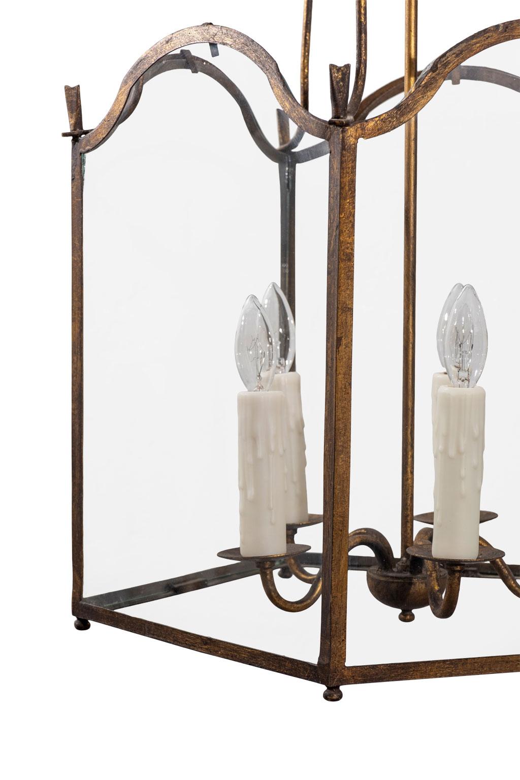 Pair of Gilt-Tole Five-Sided Italian Lanterns 4