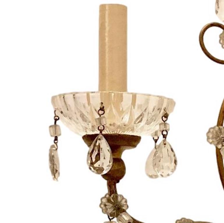 Early 20th Century Pair of Gilt Wood and Glass Beads Sconces For Sale