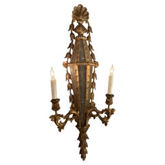 Pair of gilt wood and mirror wall sconces