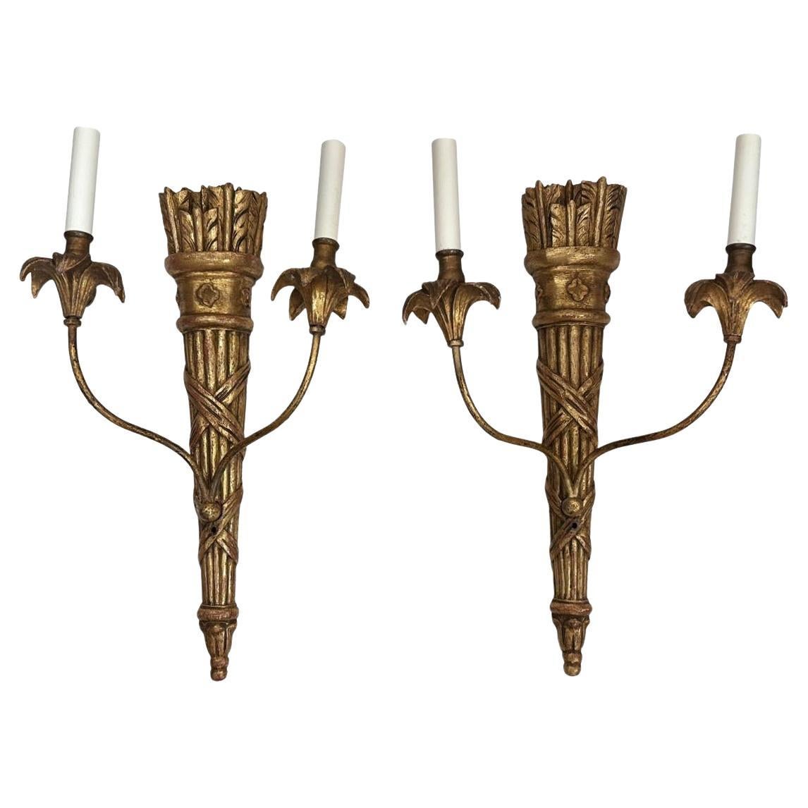 Paire d'appliques Arrow en Wood Wood doré