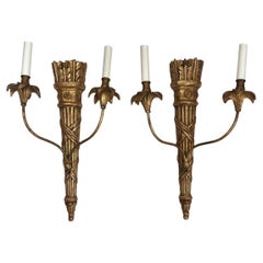 Paar vergoldete Wood Arrow Wandleuchter