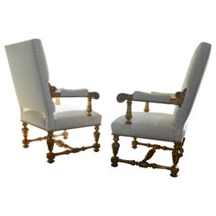 Pair of Gilt Wood Baroque Armchairs, Italy, 19th Century
