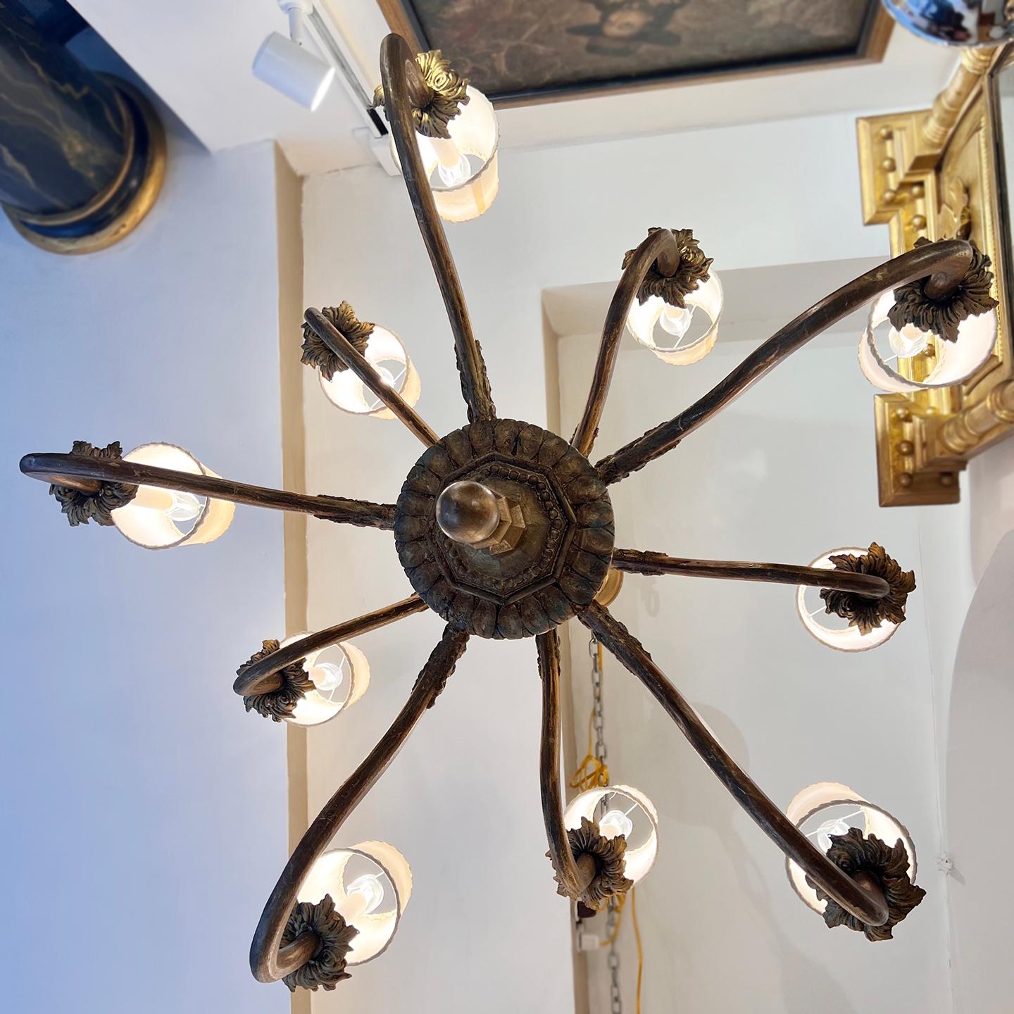 Pair of Gilt Wood Chandeliers, Sold Individually 3