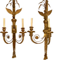 Pair of Gilt Wood Empire Sconces