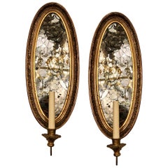 Pair of Gilt Wood Mirrored Sconces