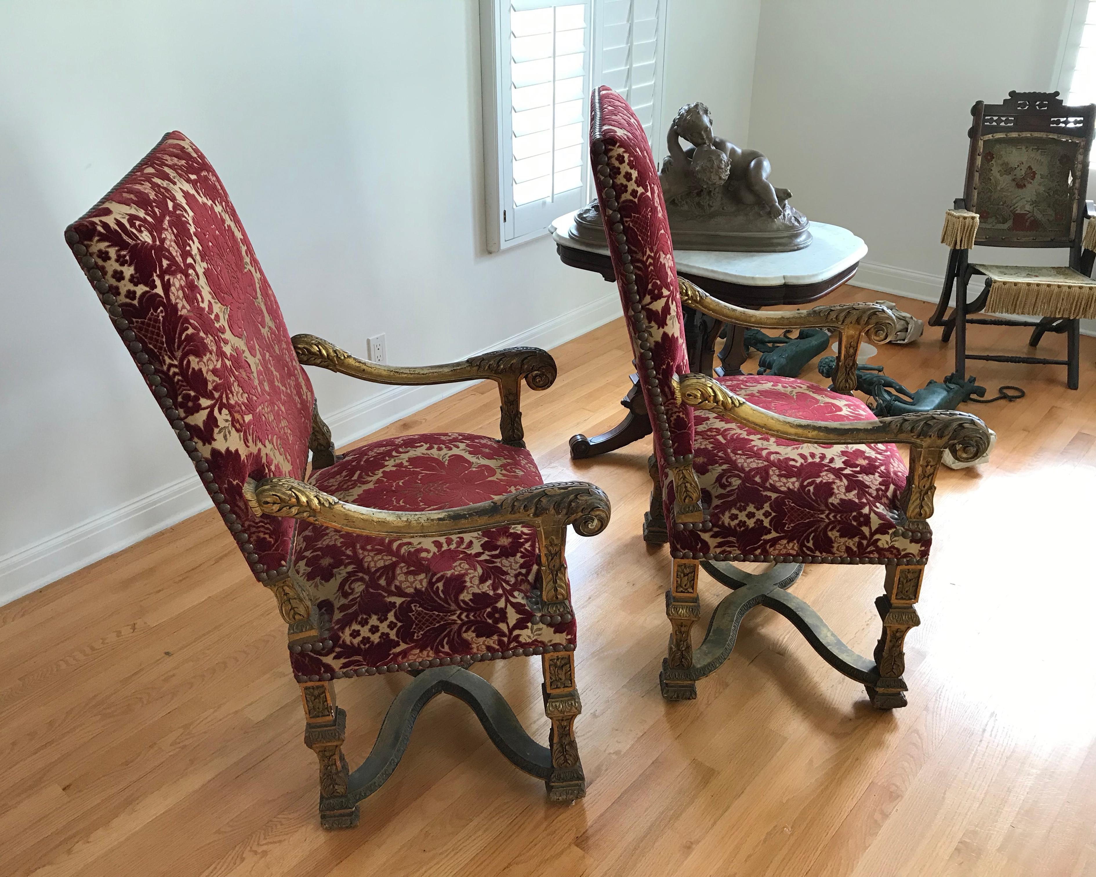Pair of Giltwood Regence Style Armchairs 4
