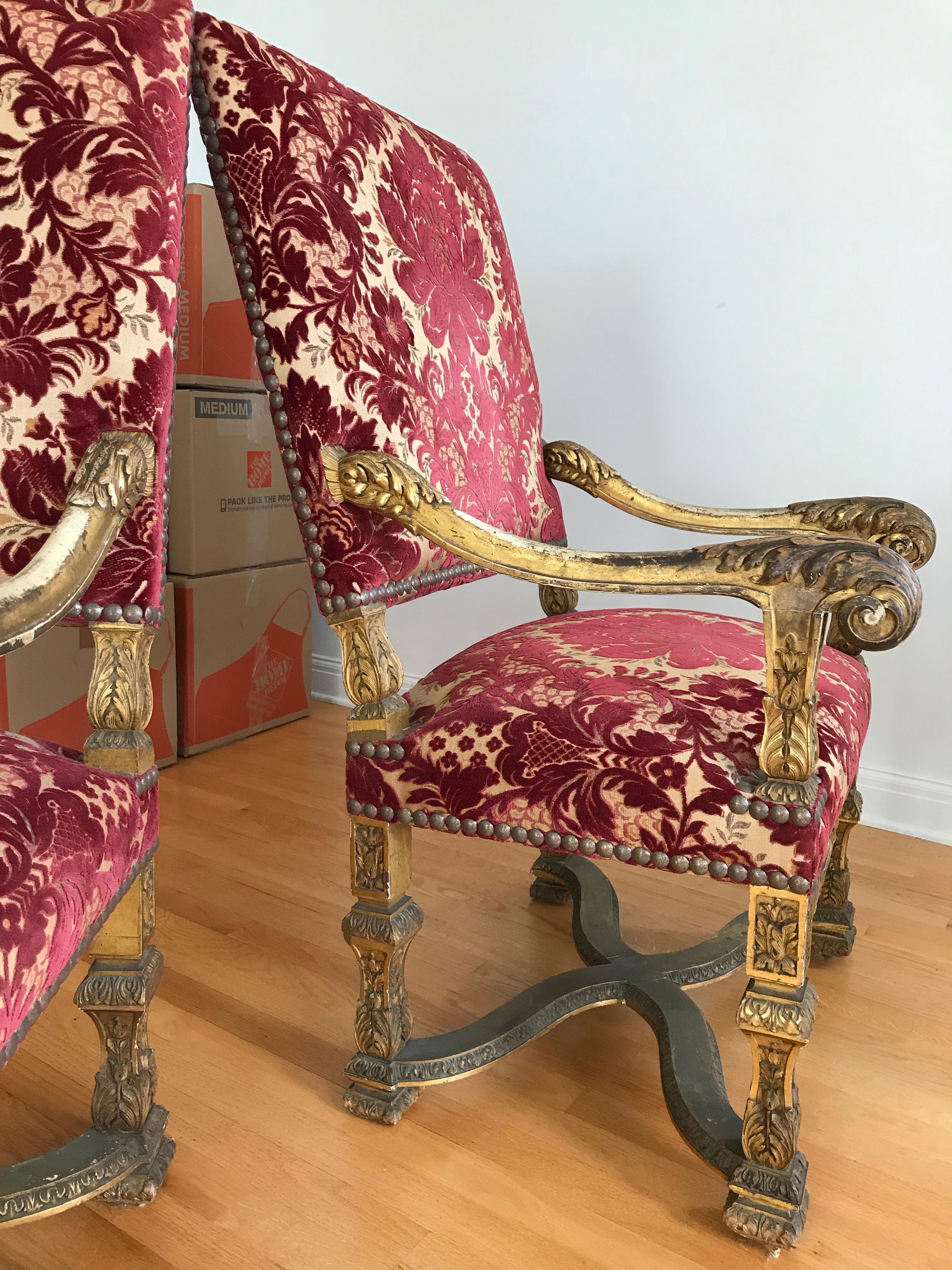 Pair of Giltwood Regence Style Armchairs 7