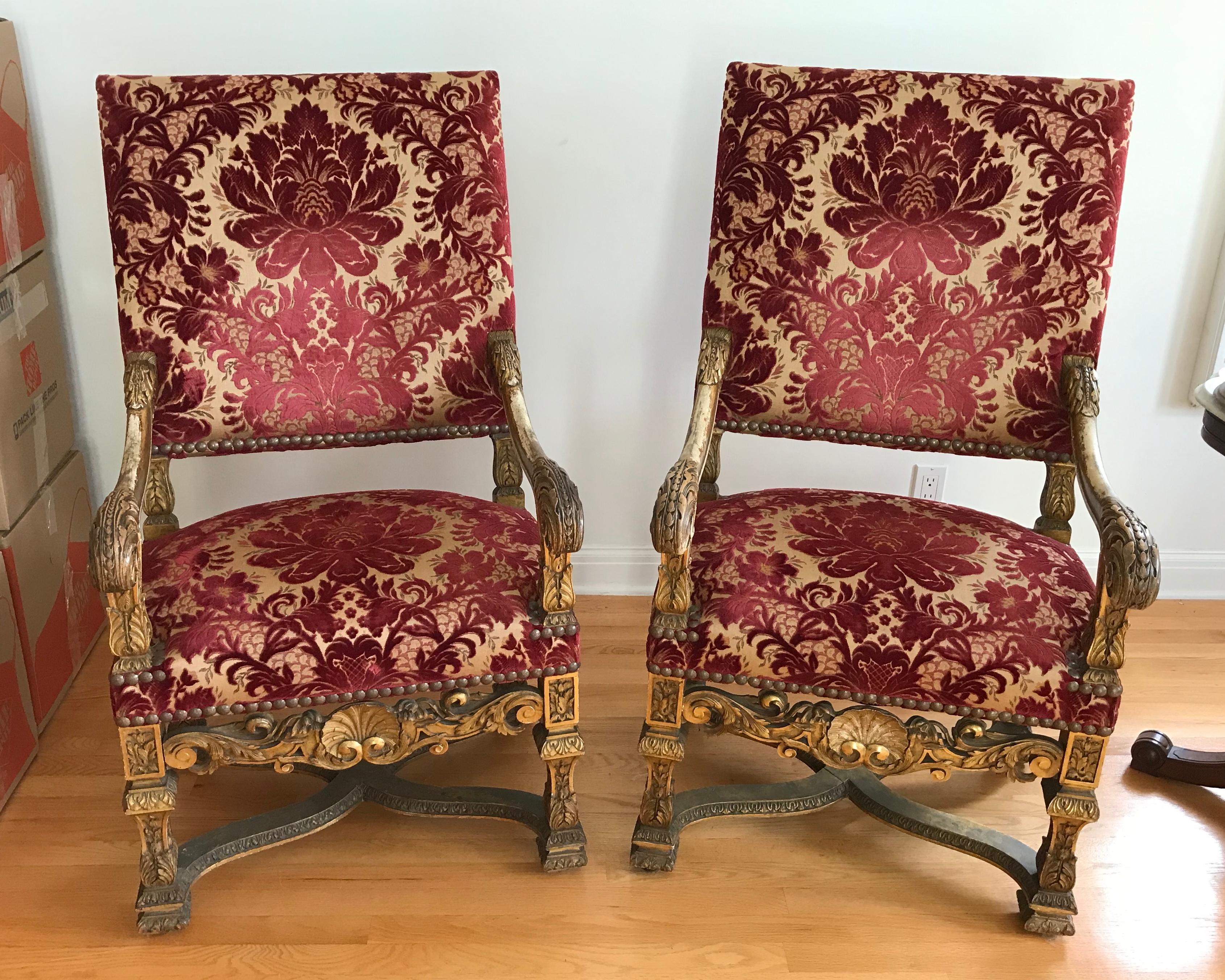 Pair of Giltwood Regence Style Armchairs In Good Condition In West Palm Beach, FL