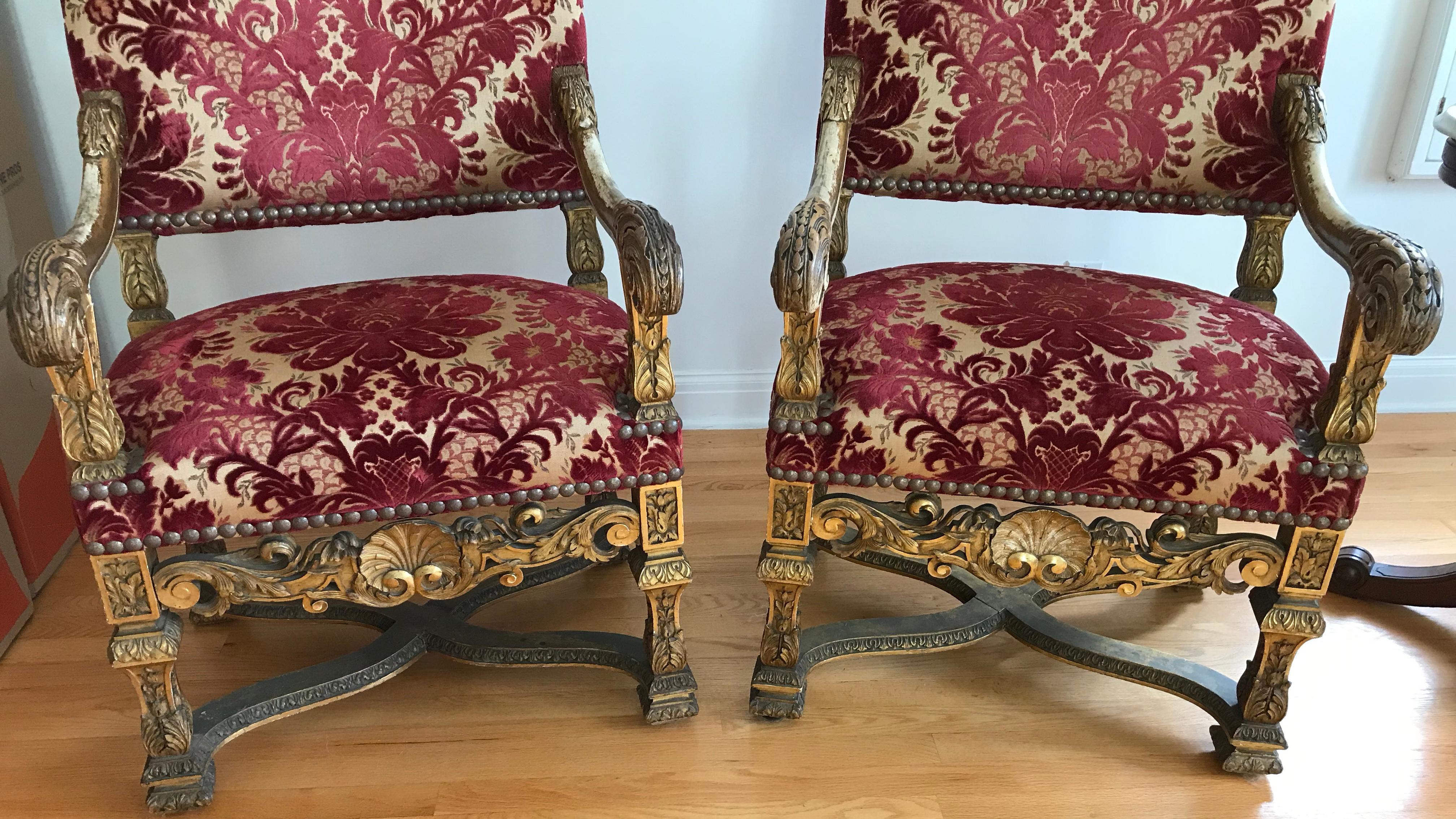 19th Century Pair of Giltwood Regence Style Armchairs
