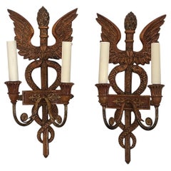 Antique Pair of Gilt Wood Sconces