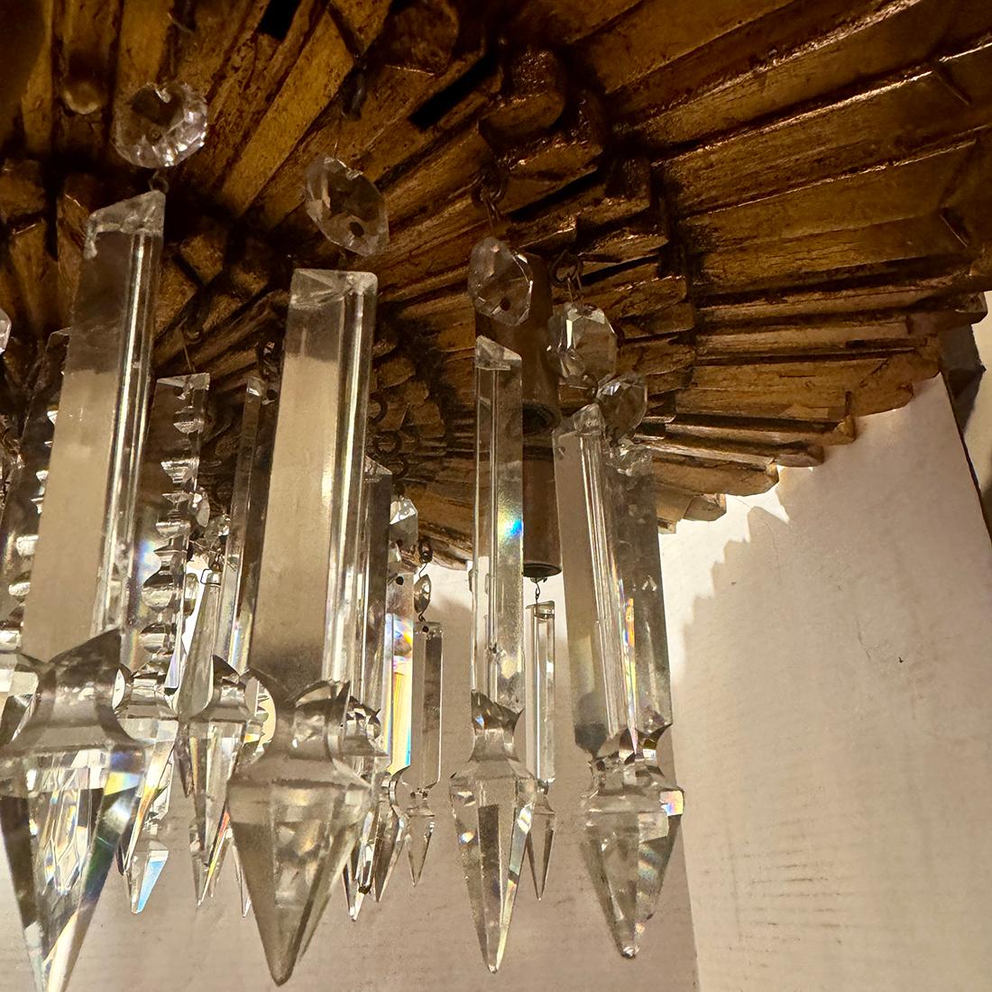 Pair of Gilt Wood Sunburst Light Fixtures, Sold Individually In Good Condition For Sale In New York, NY