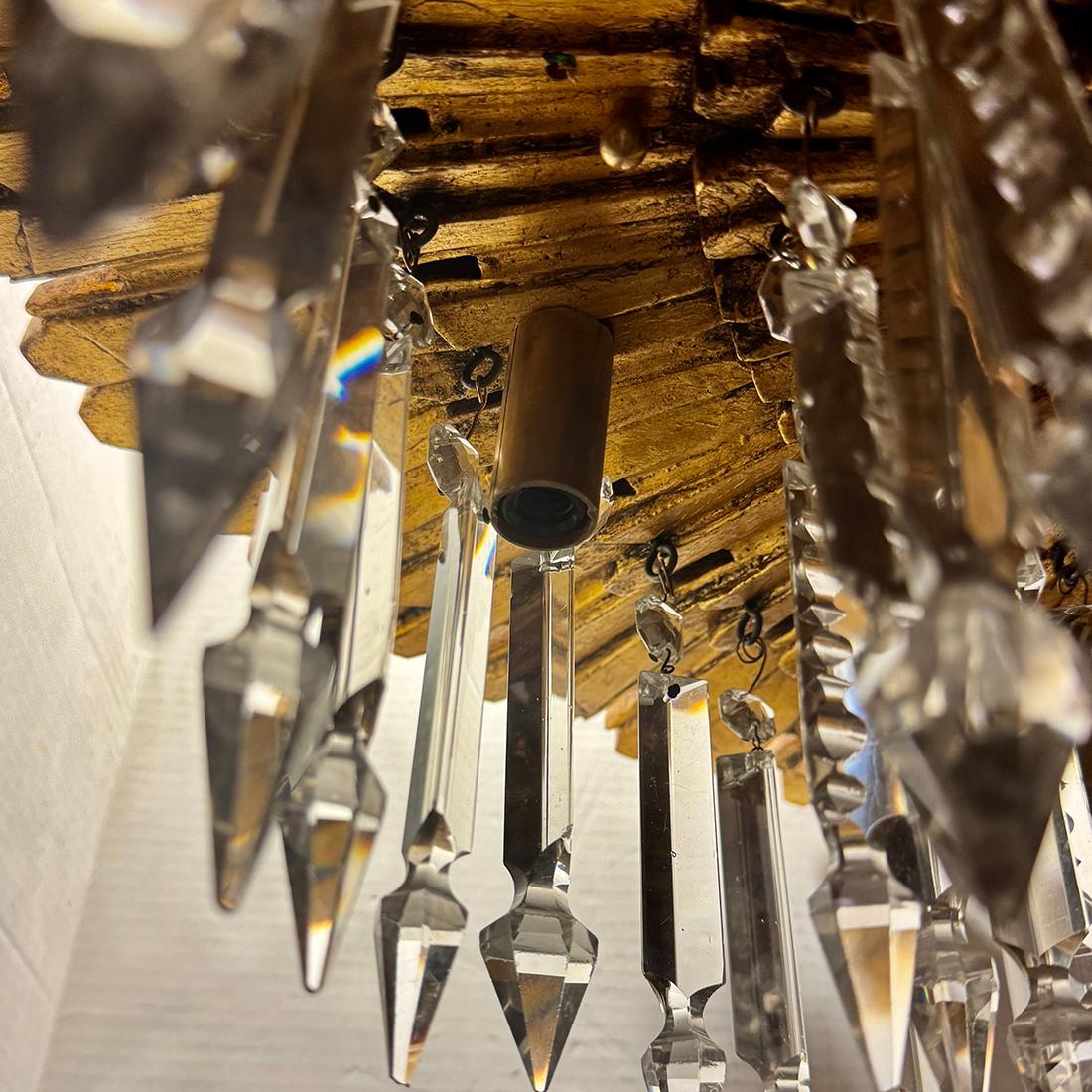 Mid-20th Century Pair of Gilt Wood Sunburst Light Fixtures, Sold Individually For Sale