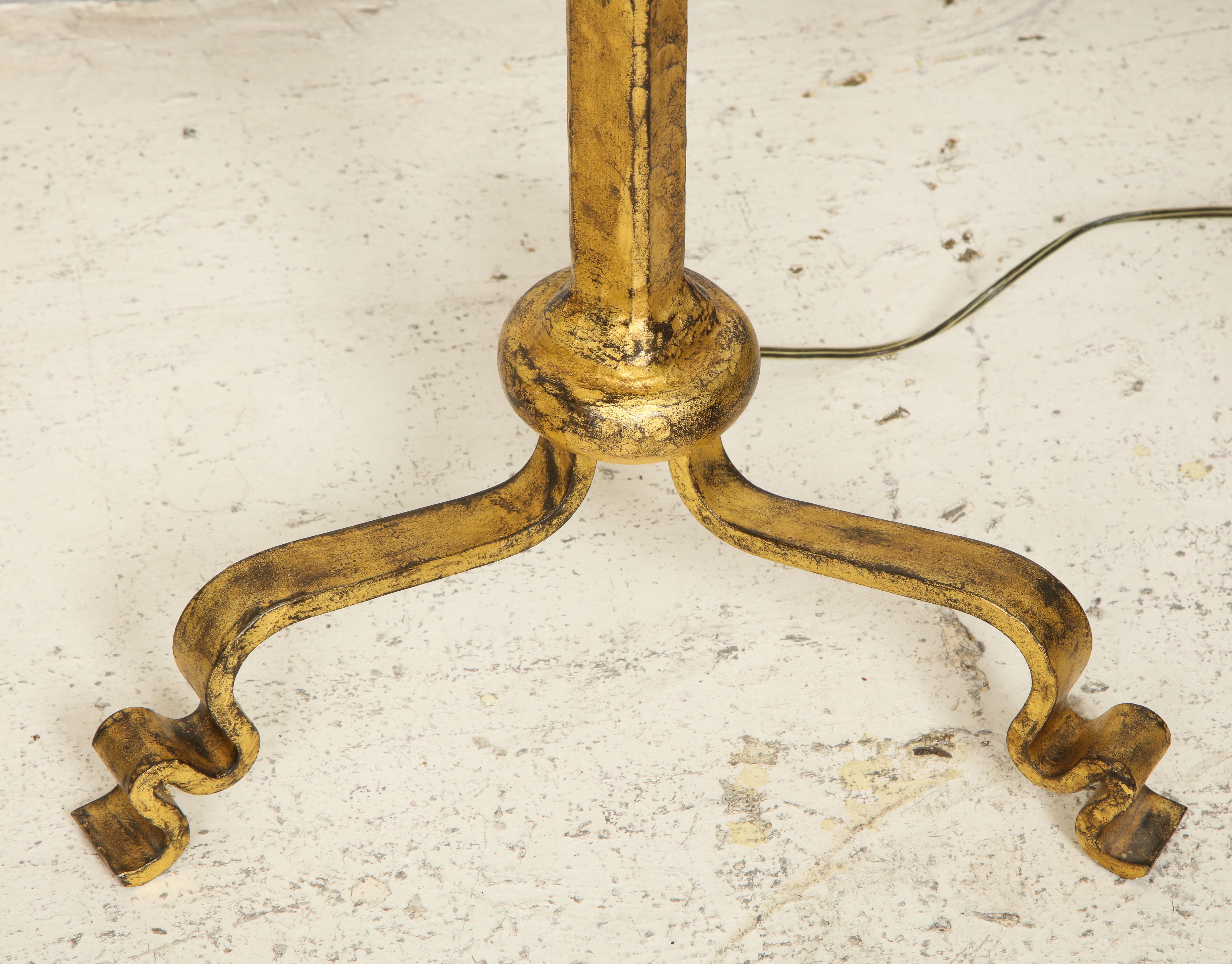 20th Century Pair of Gilt Wrought Iron Floor Lamps in the Ramsay Manner