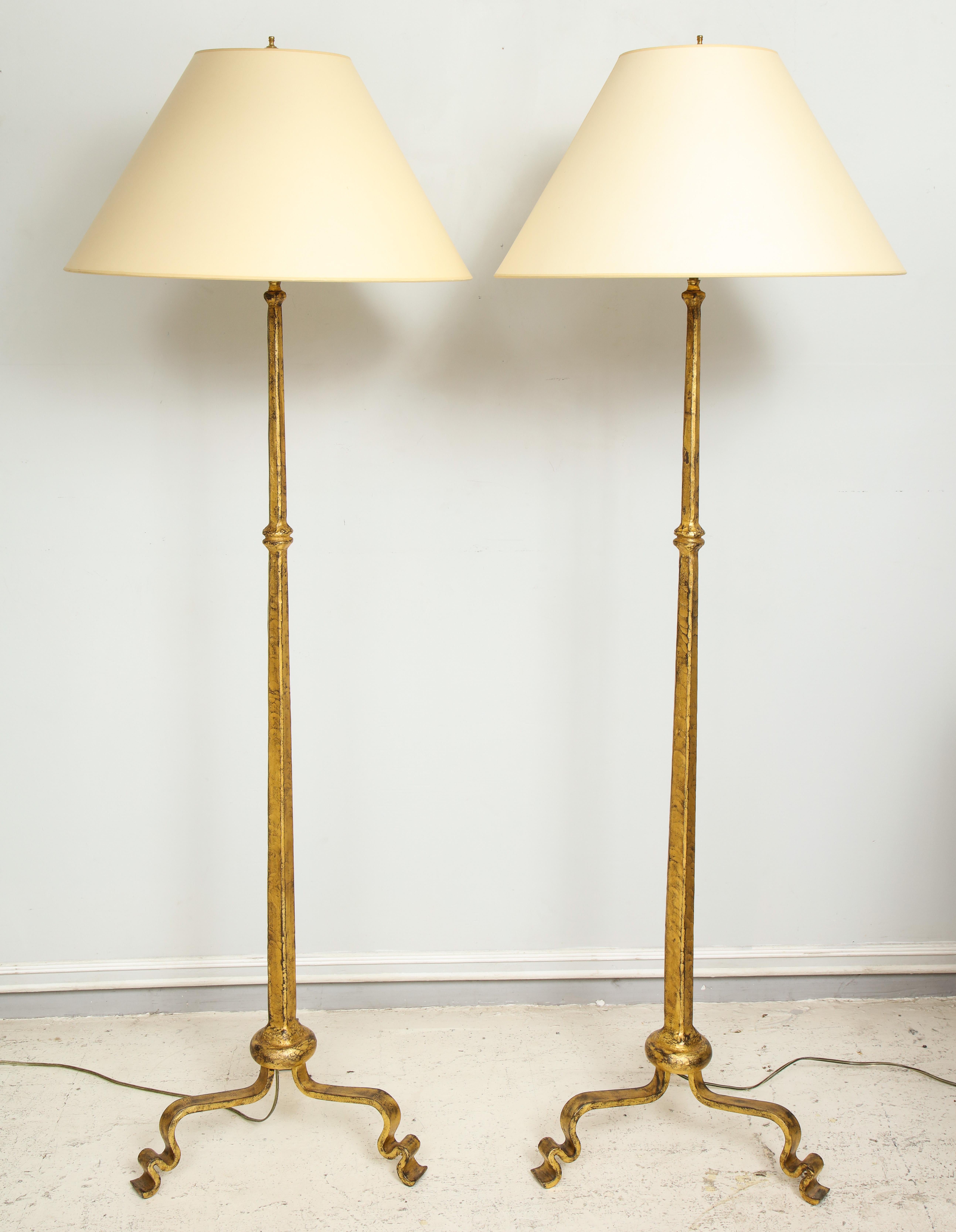 Pair of Gilt Wrought Iron Floor Lamps in the Ramsay Manner 3