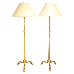 Pair of Gilt Wrought Iron Floor Lamps in the Ramsay Manner