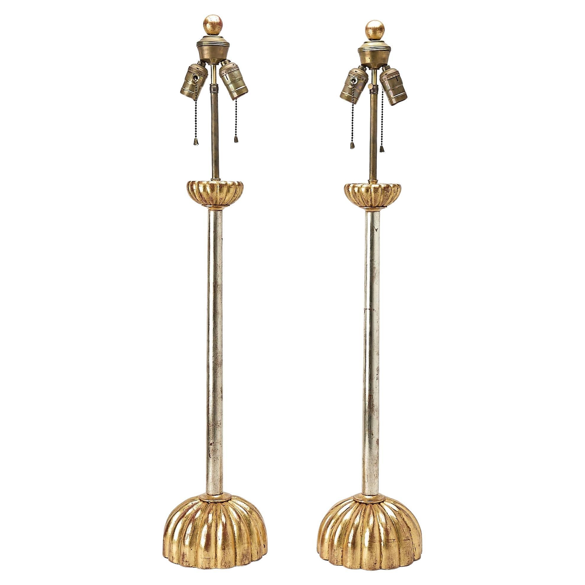 Pair of Giltwood and silvered Japanese Altar Lamps