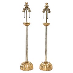 Pair of Giltwood and silvered Japanese Altar Lamps