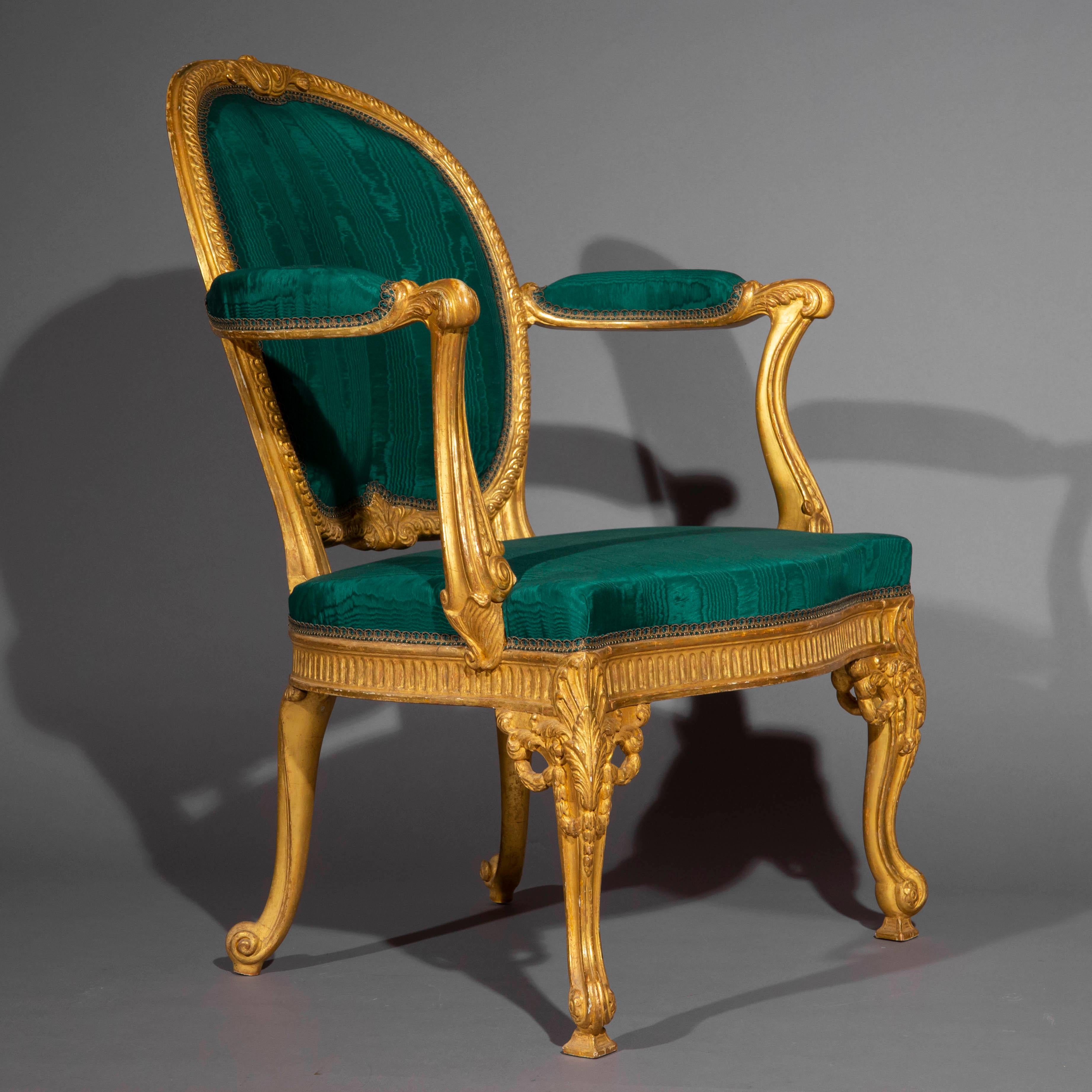 Pair of Giltwood Armchairs after Thomas Chippendale 6