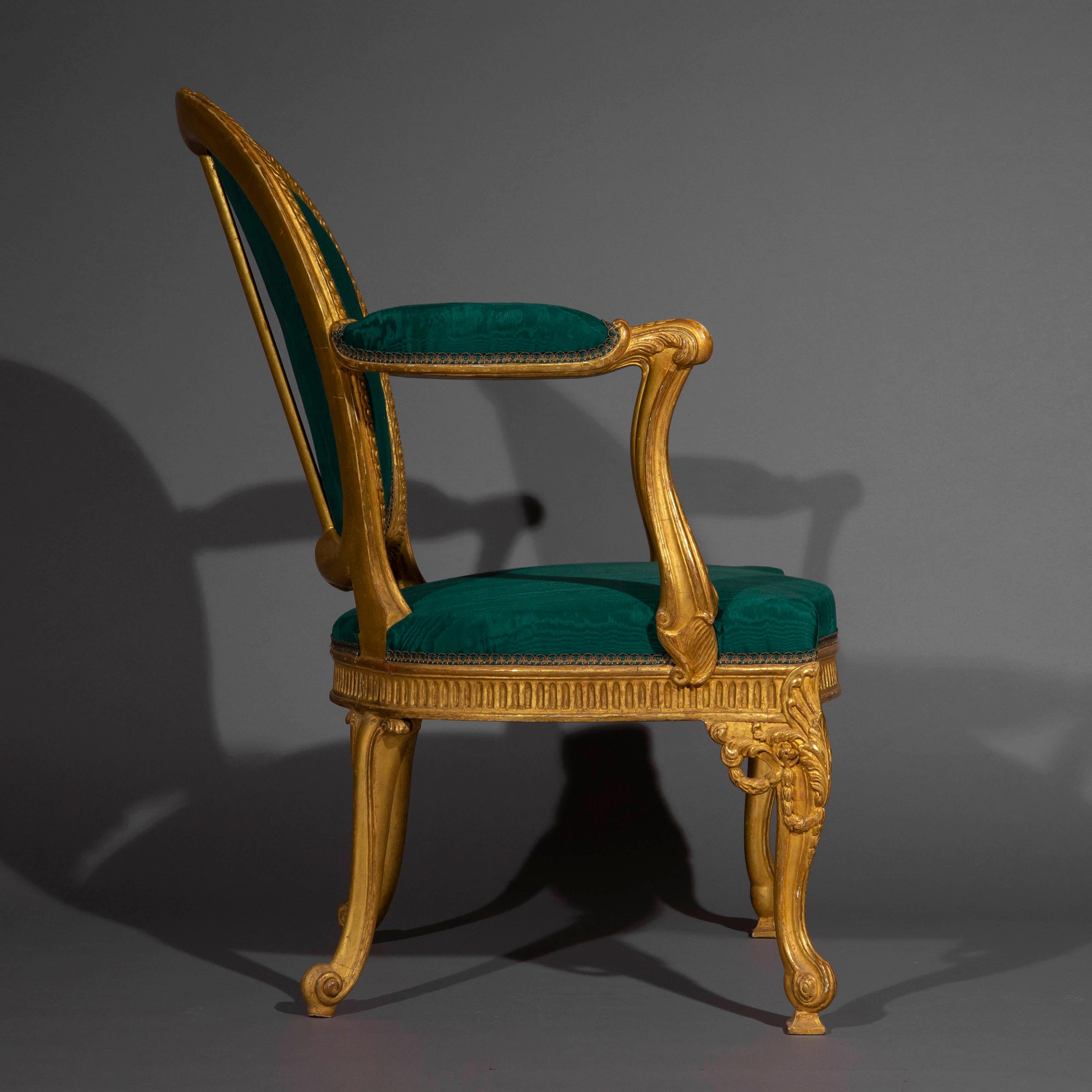 Pair of Giltwood Armchairs after Thomas Chippendale 3