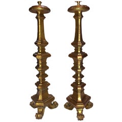 Pair of Giltwood Candlestick Lamps