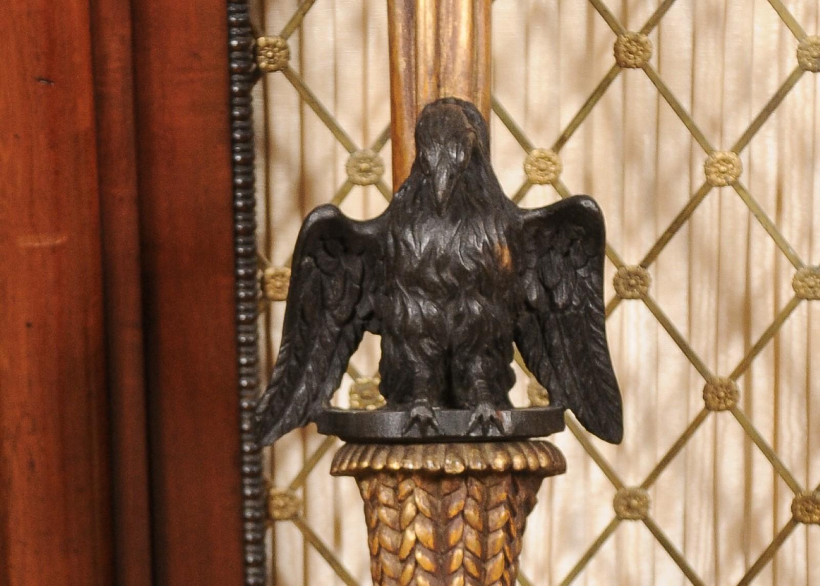  Pair of Giltwood Carved Eagle 2 Light Sconces with Tassle Detail, 20th Century For Sale 1