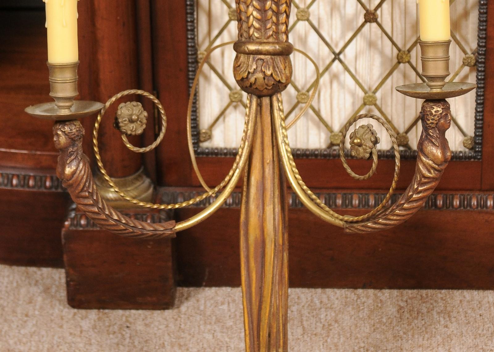  Pair of Giltwood Carved Eagle 2 Light Sconces with Tassle Detail, 20th Century For Sale 2