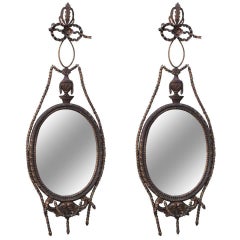 Pair of Giltwood Carved Italian Style Mirrors