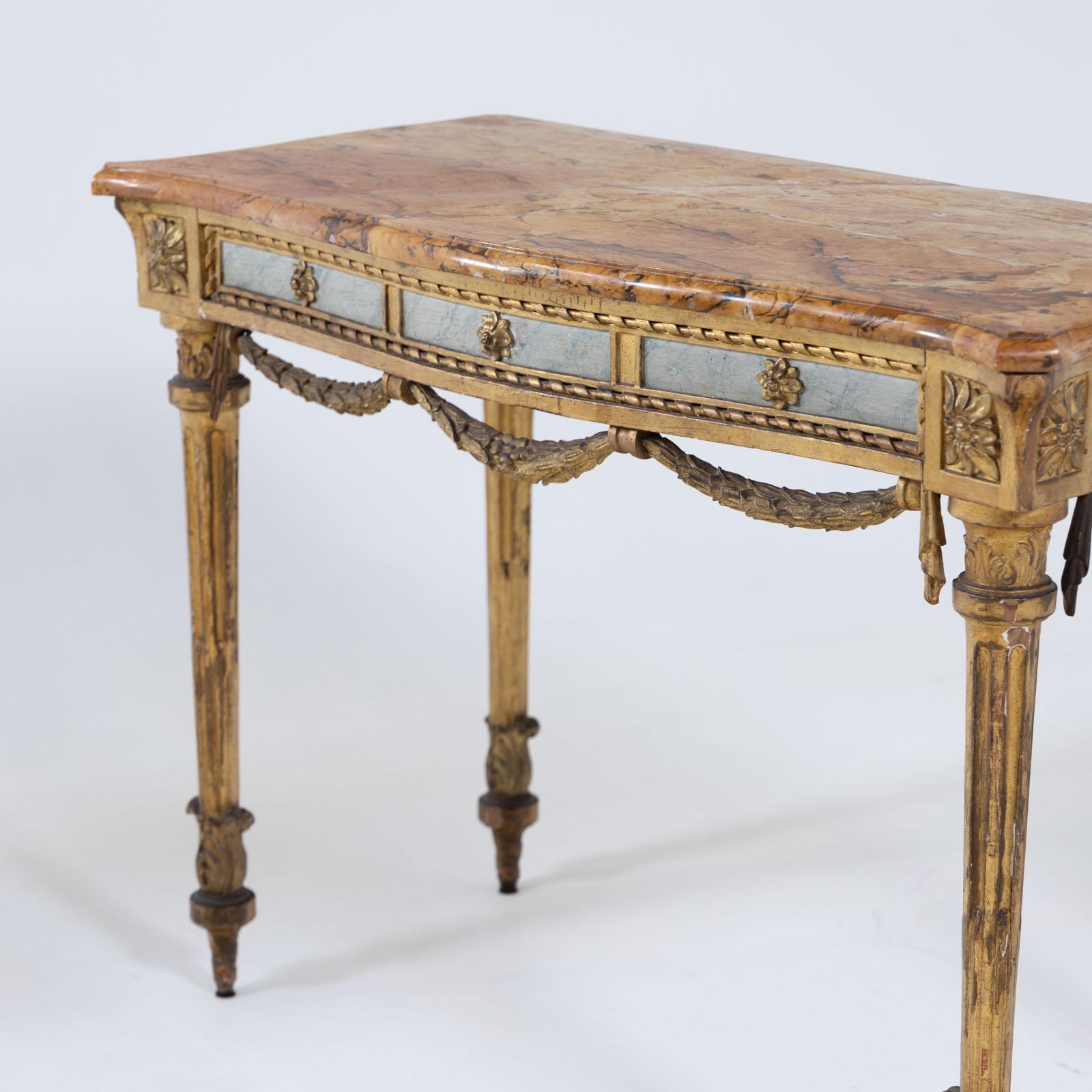 Pair of giltwood consoles with marble tops, 19th Century For Sale 4
