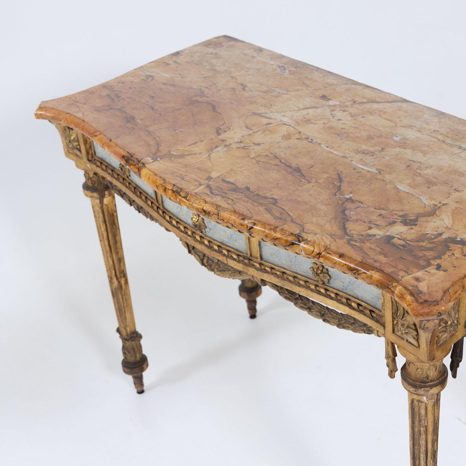 Pair of giltwood consoles with marble tops, 19th Century For Sale 1