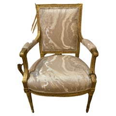 Pair of giltwood French Louis XVI- Style arm chairs